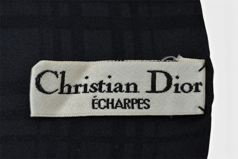 クリスチャンディオール スカーフ ヴィンテージ Christian Dior CDロゴ フラワー柄 ブラック【中古】