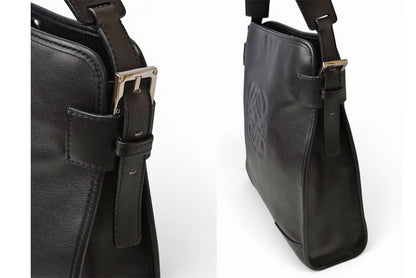 ロエベ ショルダーバッグ ヴィンテージ LOEWE アナグラム A4対応 バッグ レザーブラック【中古】