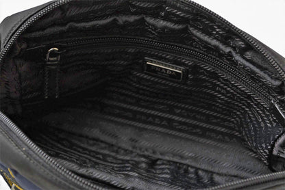 プラダ クラッチバッグ/セカンドバッグ 2NE007 ナイロン/レザー ネイビー/ブラック ポーチ ハンドストラップ付 PRADA メンズ/レディース【中古】