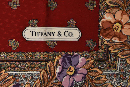 ティファニー スカーフ Tiffany&co. シルクスカーフ ヴィンテージ フラワーモチーフ レッド/マルチ【中古】