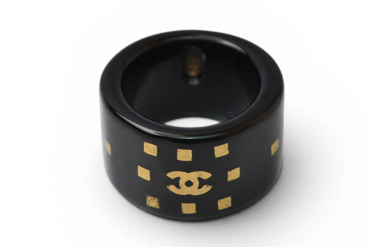 シャネル リング/指輪 CHANEL ヴィンテージ ココマーク ブラック/ゴールド 13号【中古】