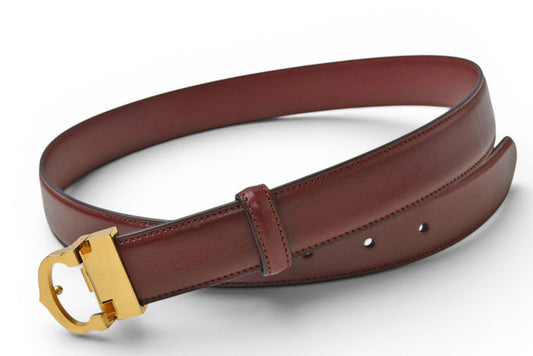 カルティエ ベルト ヴィンテージ レザー Cartier マスト ドゥ カルティエ ボルドー【中古】