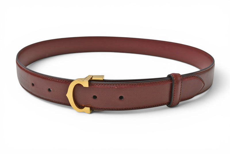 カルティエ ベルト ヴィンテージ レザー Cartier マスト ドゥ カルティエ ボルドー【中古】