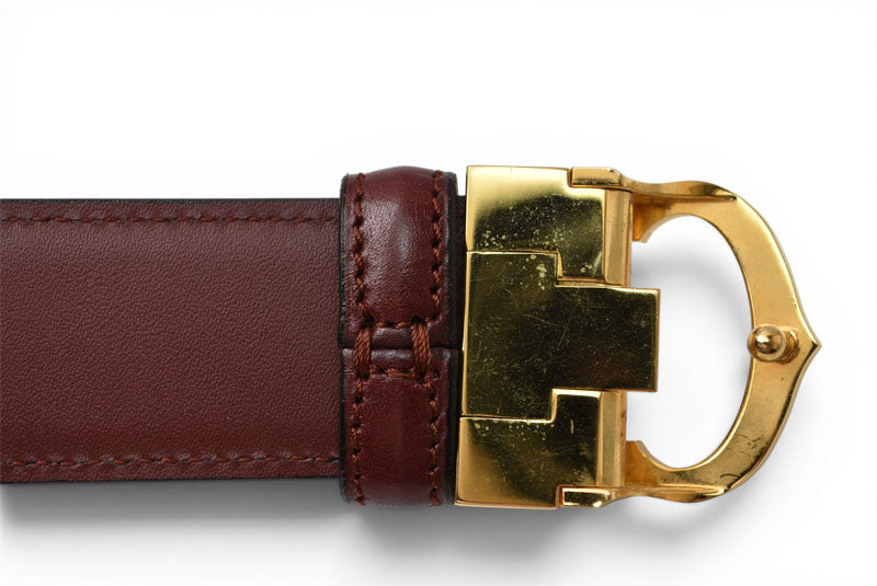 カルティエ ベルト ヴィンテージ レザー Cartier マスト ドゥ カルティエ ボルドー【中古】