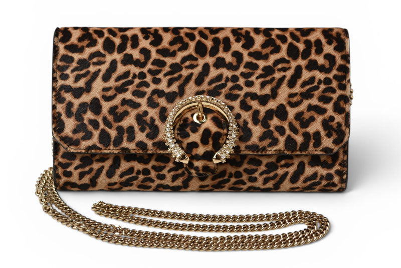 ジミーチュウ チェーンウォレット/クラッチバッグ/ショルダーバッグ JIMMY CHOO レオパードプリント/ハラコ【中古】