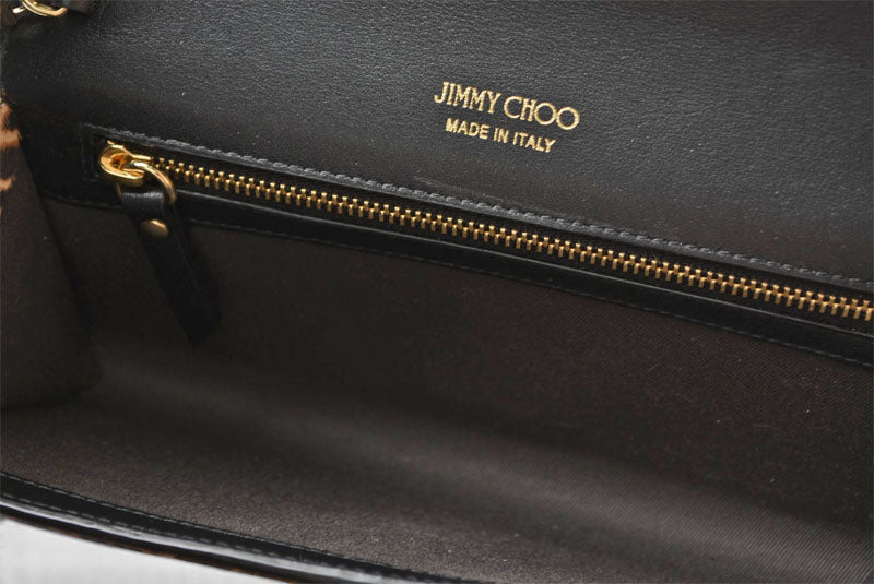 ジミーチュウ チェーンウォレット/クラッチバッグ/ショルダーバッグ JIMMY CHOO レオパードプリント/ハラコ【中古】