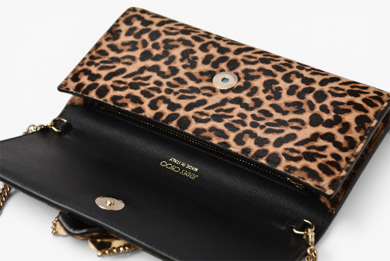 ジミーチュウ チェーンウォレット/クラッチバッグ/ショルダーバッグ JIMMY CHOO レオパードプリント/ハラコ【中古】