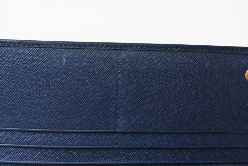 プラダ 財布 PRADA 長財布/パスケース付 1MH132 BLUETTE/ブルー SAFFIANO METAL/型押しレザー【中古】
