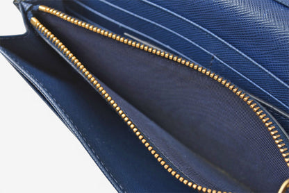 プラダ 財布 PRADA 長財布/パスケース付 1MH132 BLUETTE/ブルー SAFFIANO METAL/型押しレザー【中古】