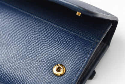 プラダ 財布 PRADA 長財布/パスケース付 1MH132 BLUETTE/ブルー SAFFIANO METAL/型押しレザー【中古】