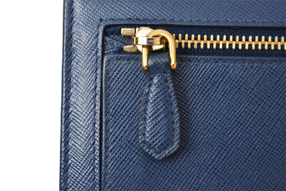 プラダ 財布 PRADA 長財布/パスケース付 1MH132 BLUETTE/ブルー SAFFIANO METAL/型押しレザー【中古】