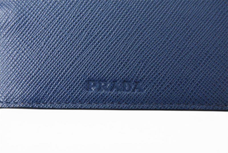 プラダ 財布 PRADA 長財布/パスケース付 1MH132 BLUETTE/ブルー SAFFIANO METAL/型押しレザー【中古】