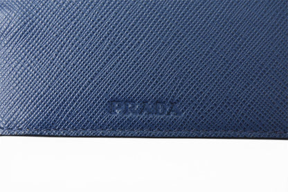 プラダ 財布 PRADA 長財布/パスケース付 1MH132 BLUETTE/ブルー SAFFIANO METAL/型押しレザー【中古】