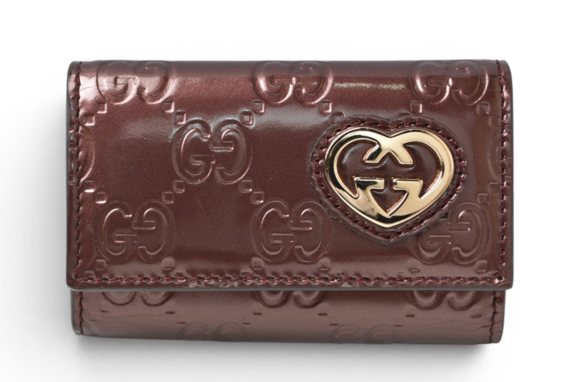 グッチ キーケース/キーホルダー GUCCI 6連 ラブリー 257217 ハートシェープ/インターロッキングG ワインレッド レディース【中古】