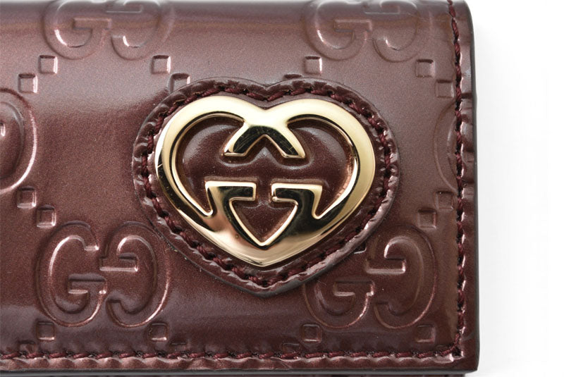 グッチ キーケース/キーホルダー GUCCI 6連 ラブリー 257217 ハートシェープ/インターロッキングG ワインレッド レディース【中古】