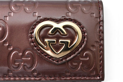 グッチ キーケース/キーホルダー GUCCI 6連 ラブリー 257217 ハートシェープ/インターロッキングG ワインレッド レディース【中古】