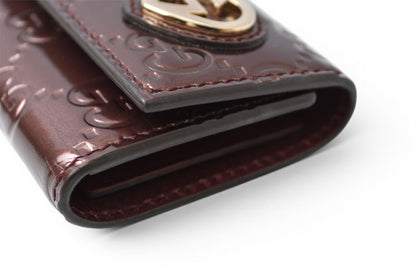グッチ キーケース/キーホルダー GUCCI 6連 ラブリー 257217 ハートシェープ/インターロッキングG ワインレッド レディース【中古】