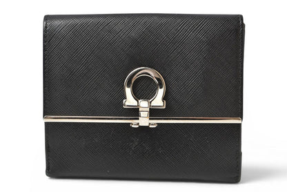 サルヴァトーレフェラガモ 財布/三つ折 Salvatore Ferragamo 折財布 ガンチーニ/ブラック【中古】