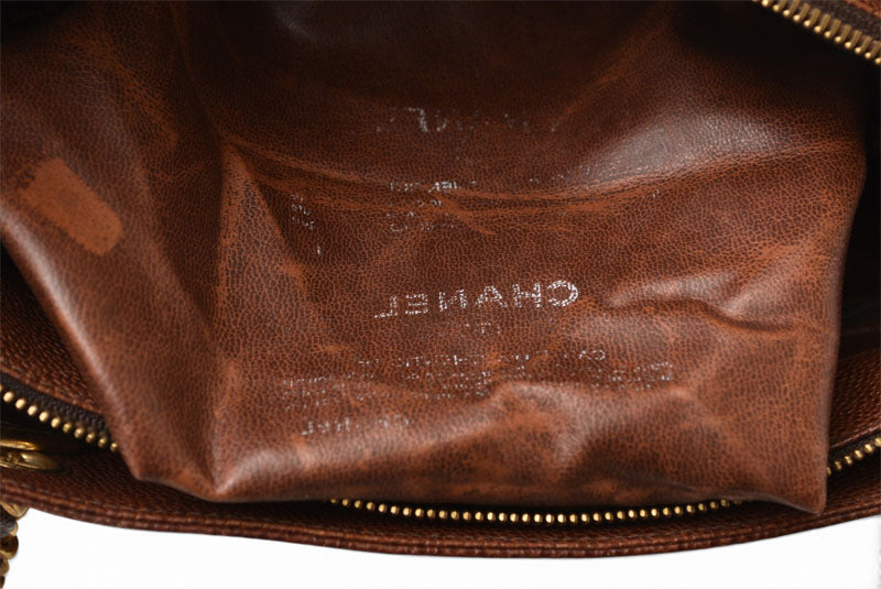 シャネル チェーンショルダーバッグ/トートバッグ CHANEL ココマーク キャビアスキン ブラウン/ゴールド【中古】