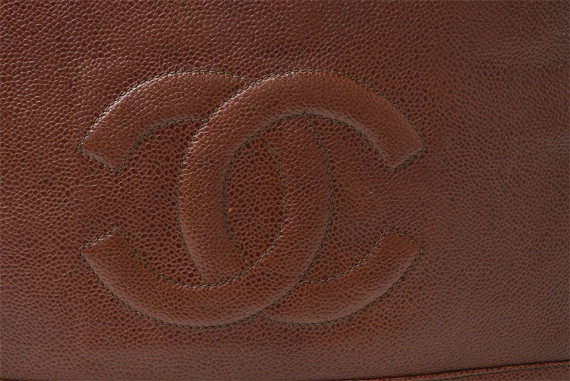 シャネル チェーンショルダーバッグ/トートバッグ CHANEL ココマーク キャビアスキン ブラウン/ゴールド【中古】