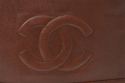 シャネル チェーンショルダーバッグ/トートバッグ CHANEL ココマーク キャビアスキン ブラウン/ゴールド【中古】
