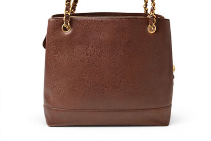 シャネル チェーンショルダーバッグ/トートバッグ CHANEL ココマーク キャビアスキン ブラウン/ゴールド【中古】