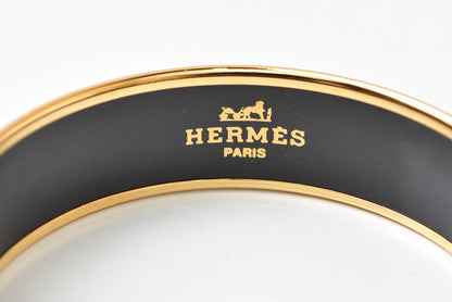 エルメス バングル/ブレスレット HERMES エマイユGM バングル ブラック/ゴールド 馬モチーフ【中古】