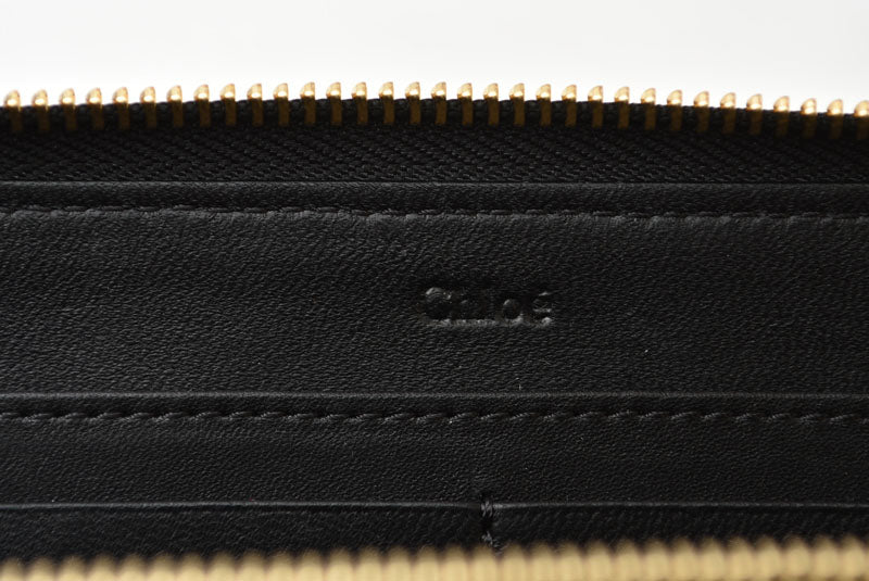 クロエ 財布/長財布 Chloe 財布 ファスナー式 レザー ボウ BLACK/ブラック 3P0290-H2M リボン【中古】