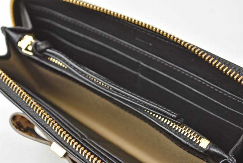 クロエ 財布/長財布 Chloe 財布 ファスナー式 レザー ボウ BLACK/ブラック 3P0290-H2M リボン【中古】