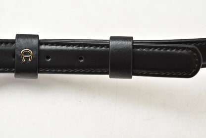 アイグナー 美品 ショルダーバッグ ベルトバッグ FIORENTINA 160477-028 レザー ラインストーン AIGNER ブラック/ホワイト【中古】