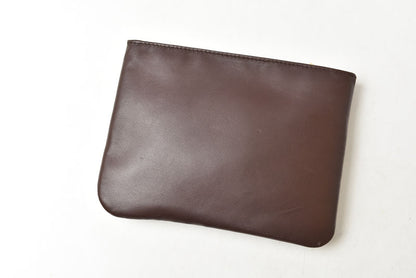 ロエベ コスメポーチ/化粧ポーチ LOEWE フラットポーチ ラムスキン アナグラム ダークブラウン【中古】