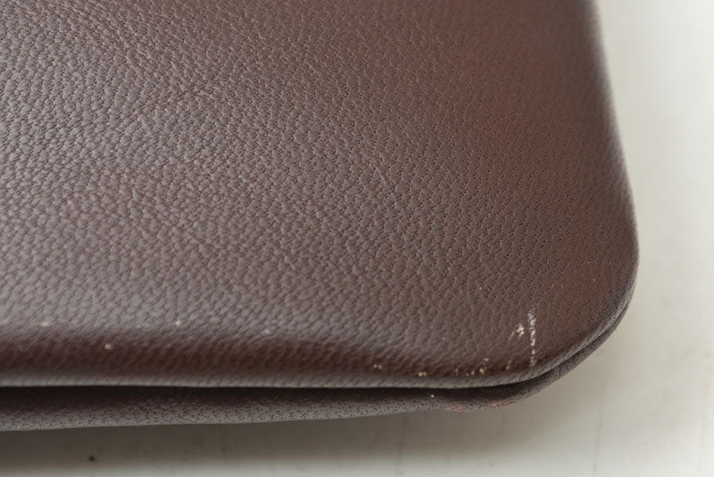 ロエベ コスメポーチ/化粧ポーチ LOEWE フラットポーチ ラムスキン アナグラム ダークブラウン【中古】
