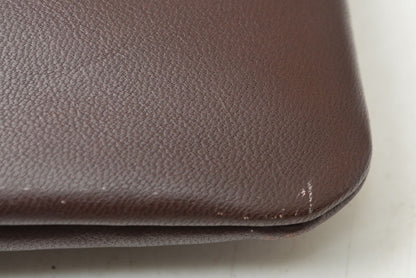 ロエベ コスメポーチ/化粧ポーチ LOEWE フラットポーチ ラムスキン アナグラム ダークブラウン【中古】