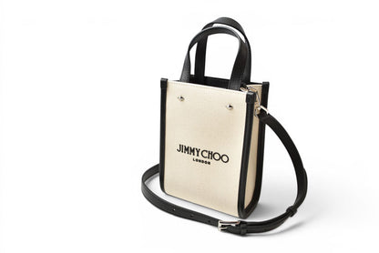 ジミーチュウ 未使用 ミニ N/S ショルダーバッグ/クロスボディバッグ 2WAY キャンバス/レザー Jimmy Choo MINI N S TOTE レディース【中古】