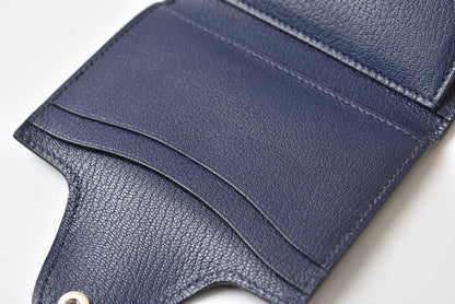 エルメス カードケース/コインケース/ミニ財布 HERMES イリアード コンパクト B刻印 ブルー・ニュイ【中古】