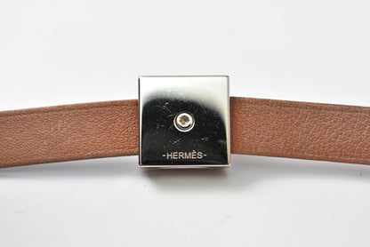エルメス ブレスレット/バングル メドール アンフィニ ドゥブルトゥール T2 ブラック/シルバー HERMES レザー レディース【中古】