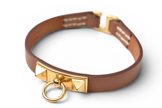 エルメス バングル/ブレスレット HERMES ミニリヴァル ヴォー・スウィフト ブラウン/ゴールド 【中古】