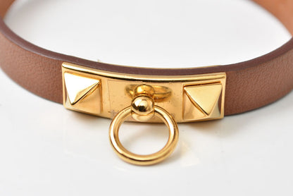 エルメス バングル/ブレスレット HERMES ミニリヴァル ヴォー・スウィフト ブラウン/ゴールド 【中古】