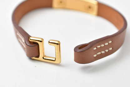 エルメス バングル/ブレスレット HERMES ミニリヴァル ヴォー・スウィフト ブラウン/ゴールド 【中古】