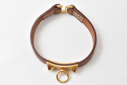 エルメス バングル/ブレスレット HERMES ミニリヴァル ヴォー・スウィフト ブラウン/ゴールド 【中古】