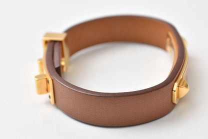 エルメス バングル/ブレスレット HERMES アスドゥクール ハート Z刻印 ブラウン/ゴールド ヴォースイフト T2【中古】