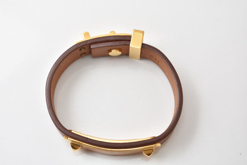 エルメス バングル/ブレスレット HERMES アスドゥクール ハート Z刻印 ブラウン/ゴールド ヴォースイフト T2【中古】