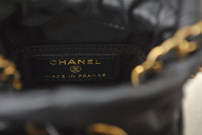 シャネル チェーンショルダーバッグ CHANEL ミニキューブ マトラッセ ラムスキン ブラック ゴールド金具【中古】