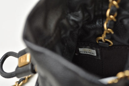 シャネル チェーンショルダーバッグ CHANEL ミニキューブ マトラッセ ラムスキン ブラック ゴールド金具【中古】
