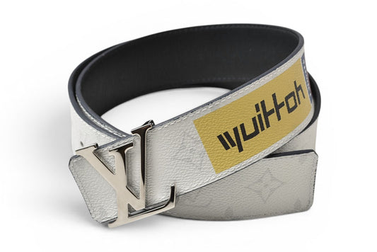 ルイヴィトン ベルト LOUIS VUITTON リバーシブルベルト サンチュール LVイニシアル 90/36 M0162 モノグラム・ロゴス ホワイト【中古】