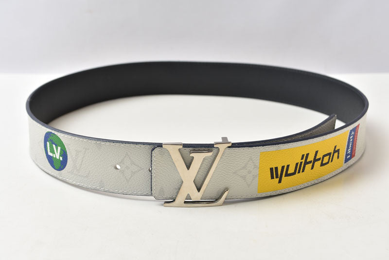 ルイヴィトン ベルト LOUIS VUITTON リバーシブルベルト サンチュール LVイニシアル 90/36 M0162 モノグラム・ロゴス ホワイト【中古】