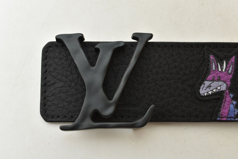 ルイヴィトン ベルト メンズ リバーシブル LOUIS VUITTON サンチュール LVシェイプ LVフレンド ブラック/ノワール サイズ90 MP293【中古】
