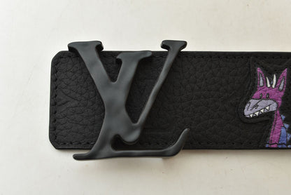 ルイヴィトン ベルト メンズ リバーシブル LOUIS VUITTON サンチュール LVシェイプ LVフレンド ブラック/ノワール サイズ90 MP293【中古】