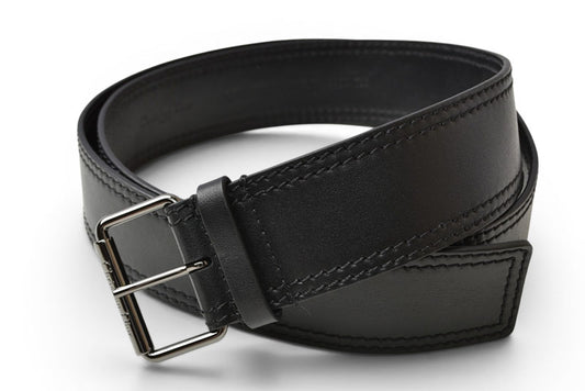 ディオール ベルト Christian Dior レザー ブラック シルバー金具 メンズ ビジネス フォーマル【中古】