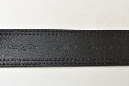 ディオール ベルト Christian Dior レザー ブラック シルバー金具 メンズ ビジネス フォーマル【中古】